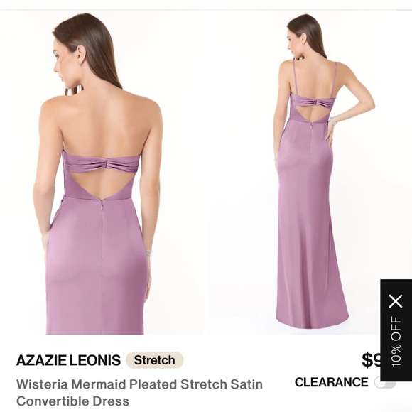 Azazie Strapless Satin Dress in Purple - Picture 2 of 9